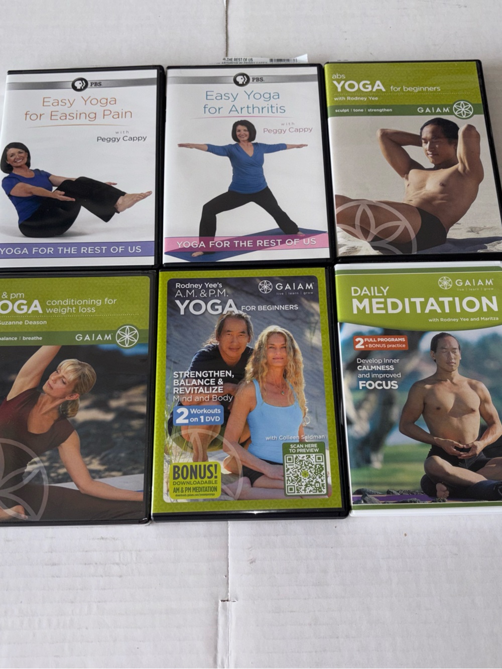 Multiples Yoga & Meditation DVD Set - Green/White/Blue Covers